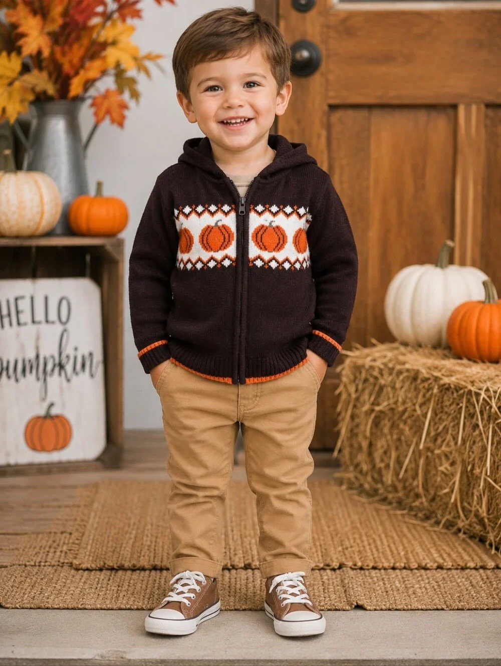 GYMBOREE TODDLER CHUNKY PUMPKIN SWEATER CARDIGAN SZ 2T